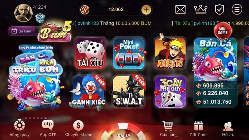 alt text: Giao diện game Bum66 Club