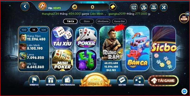 Đa dạng các loại game bài