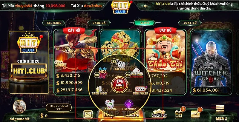 HitClub - Giao diện cổng game